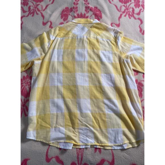 Natural Reflections 100% Cotton yellow & white pattern long sleeve plus SZ XXL - Picture 6 of 8